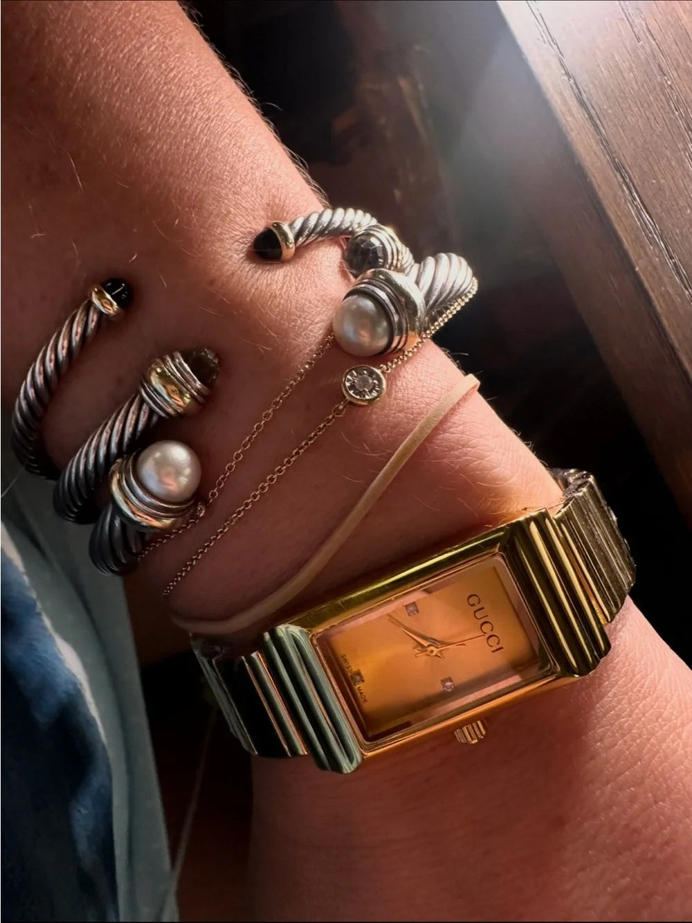 Gold-Tone Rectangular Women's Watch